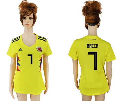 Women's Colombia #7 Bacca Home Soccer Country Jersey